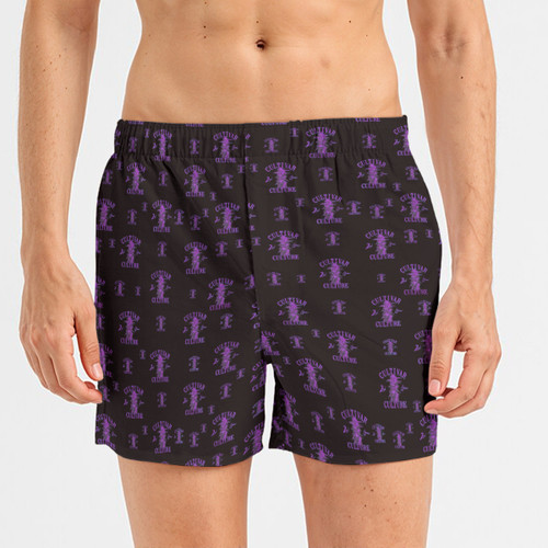 Cultivar Culture purple logo Men's Short Boxer Briefs - 115GSM Cotton Poplin, Breathable Comfort Underwear with Elastic Waistband