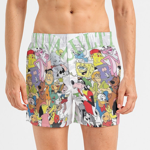 Cultivar Culture cartoon collage All-Over Print Men's Short Boxer Briefs|115GSM Cotton poplin