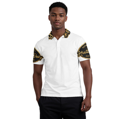 Hustle Baby Men's Polo Collar Jersey with 3 Buttons, High Elastic Microfiber Fabric