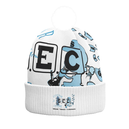 SEC 3 All-Over Print Knitted Hat With Pom-Pom