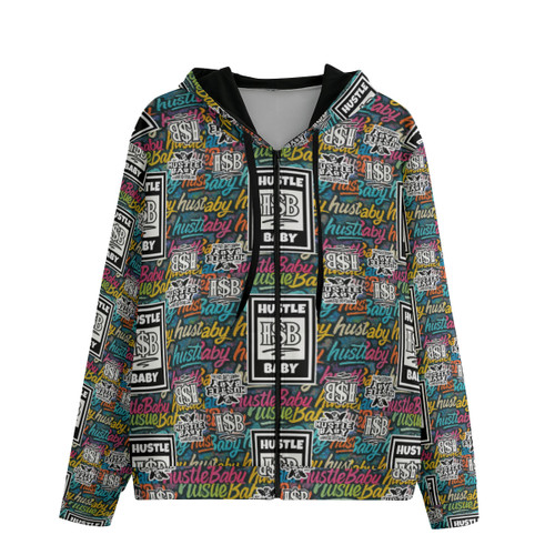 All-Over Print hustle baby 3 Unisex Pullover Hoodie With Zipper Closure | 310GSM Cotton