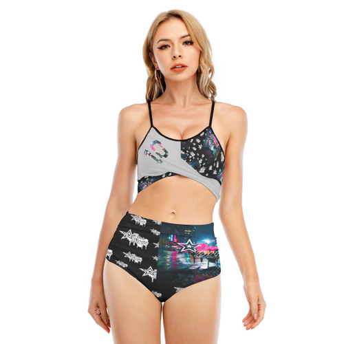 All-Over Print Women's Bikini Swimsuit With Cross Straps