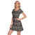 Cultivar Culture Women's Short Sleeve O-Neck Dress with Cartoon Tiles Print