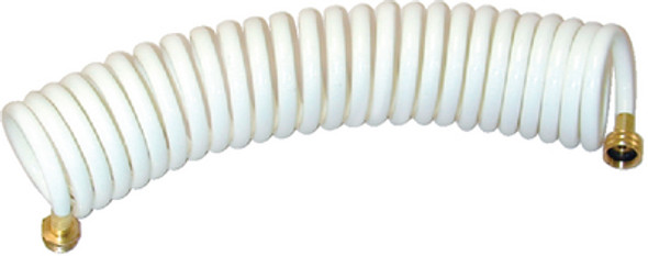 T-H Marine - Coiled Washed Down Hose With Straight Nozzle 25' White, DHBR25WBDP