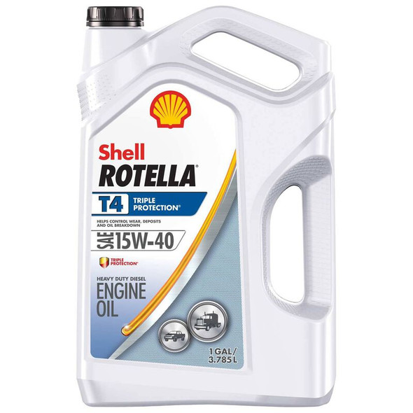 Shell Rotella® - T4 Triple Protection® 15W-40 Heavy Duty Diesel Engine Oil, 1 Gallon CK-4, 550045126