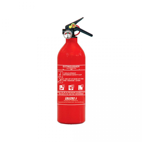 Lalizas - Fire Extinguisher Dry Powder 1kg -  5A 34B With Pressure Gauge & Wall Bracket - 704432