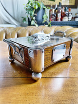 Victorian Era English Silver & Oak Sardine Server Victorian Era English Silver & Oak Sardine Server