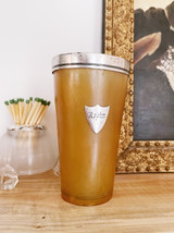 Antique 1875 Sterling and Horn Cup Engraved Robin