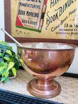 Antique Heinrichs Copper & Sterling Silver Punch Bowl with Ladle