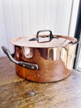 Big Antique Duparquet Copper Rondeau Pot with Lid Big Antique Duparquet Copper Rondeau Pot with Lid
