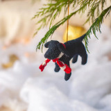 Felted Wool Gunner Black Labrador Ornament 