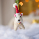 Felted Wool Bonnie Westie Ornament 