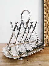 Antique English Silver Plated Figural Golf Toast Rack