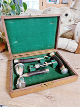 Antique 3-Piece Deer Antler and Sterling Silver Handled Bar Set