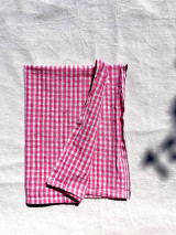 Dusty Pink & Red Madras Check Organic Cotton Linen Towel
