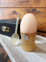 Antique English Sterling and Horn Egg Cup & Spoon