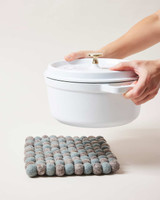 Artisan Felt Pom Pom Trivet - Blue & Gray