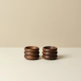 Carved Walnut Egg Cup Set