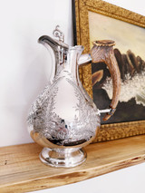 Victorian Era English Silver Plate and Antler Ewer