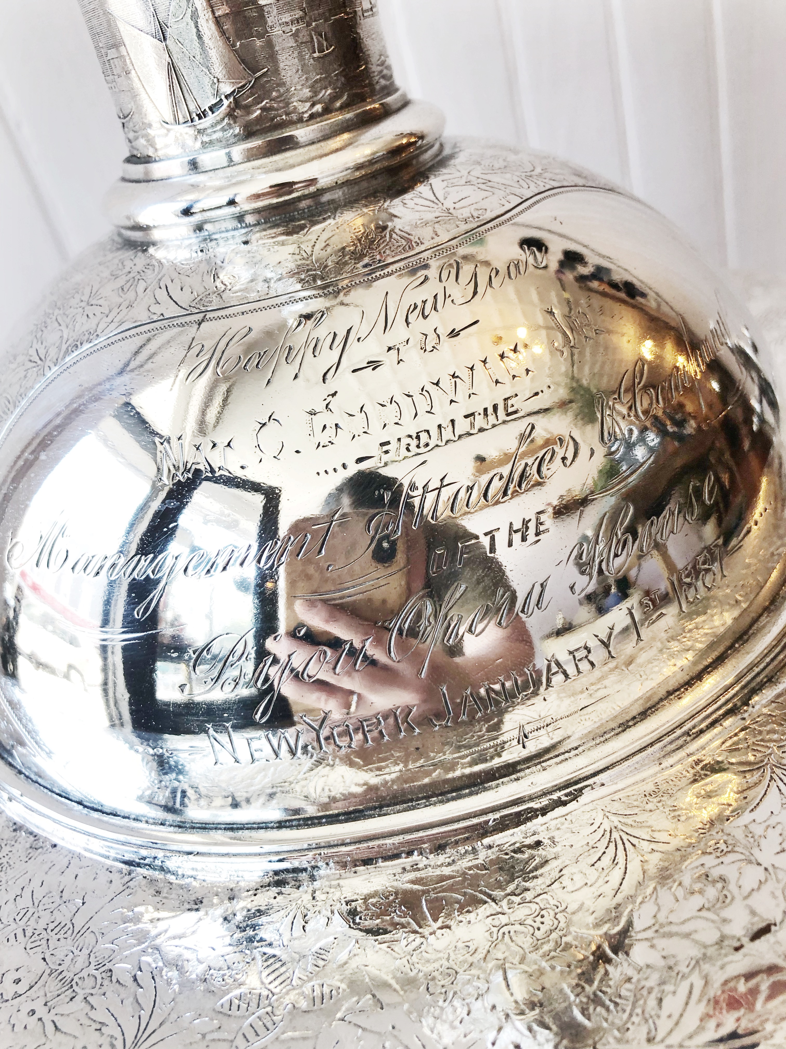 1887 Sculptural Silver Bowl Presented by NYC Broadway Theatre to Actor Nat Goodwin