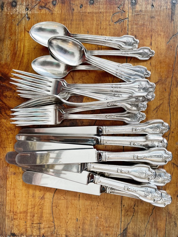 Vintage Silver Plated Flatware Service for 8 from the Fontainebleau Hotel Miami Beach