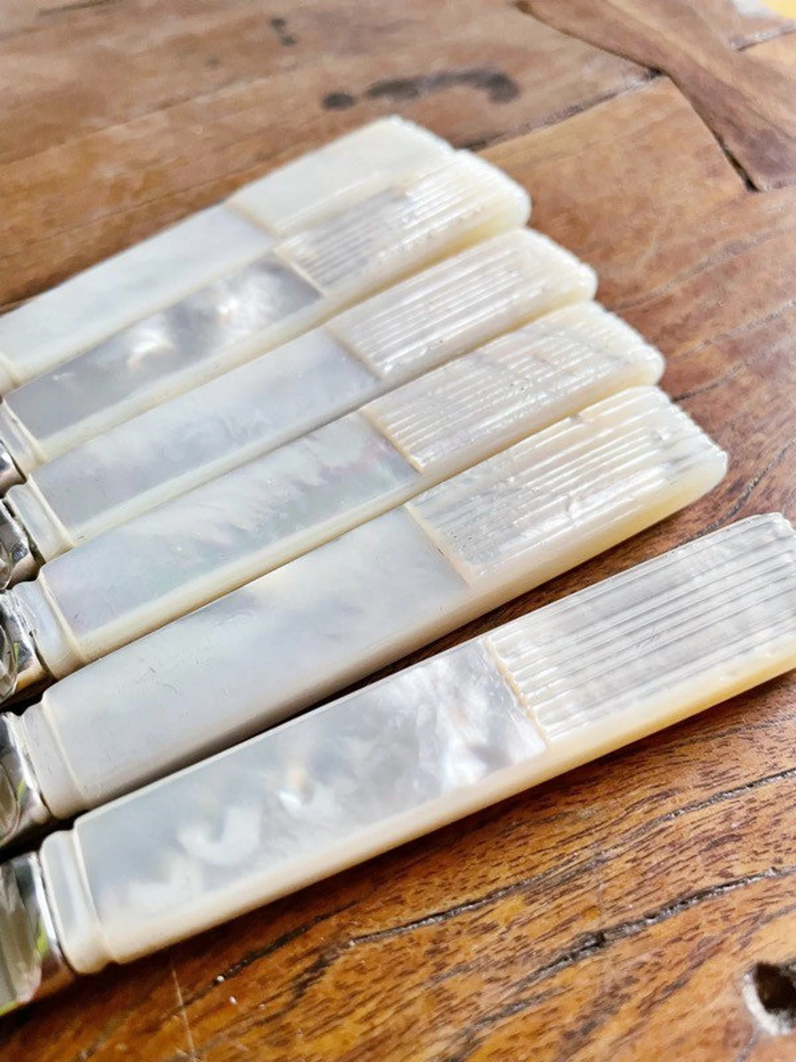 1909 Solid Sterling Silver and Mother of Pearl Knives - Set of 6