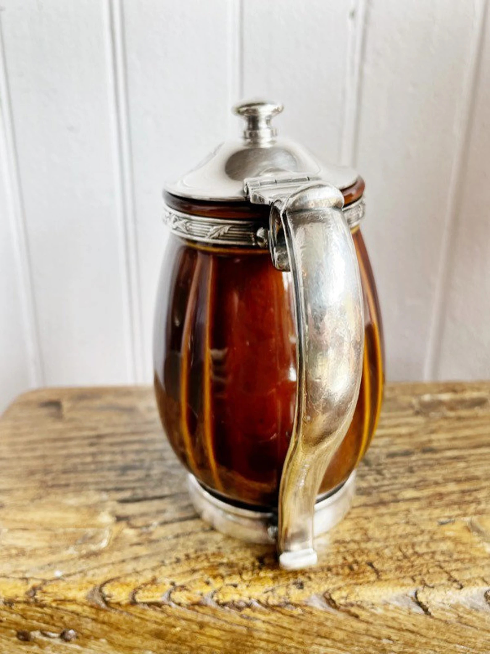 Antique Silver Plate & China Teapot from St Charles Hotel in New Orleans