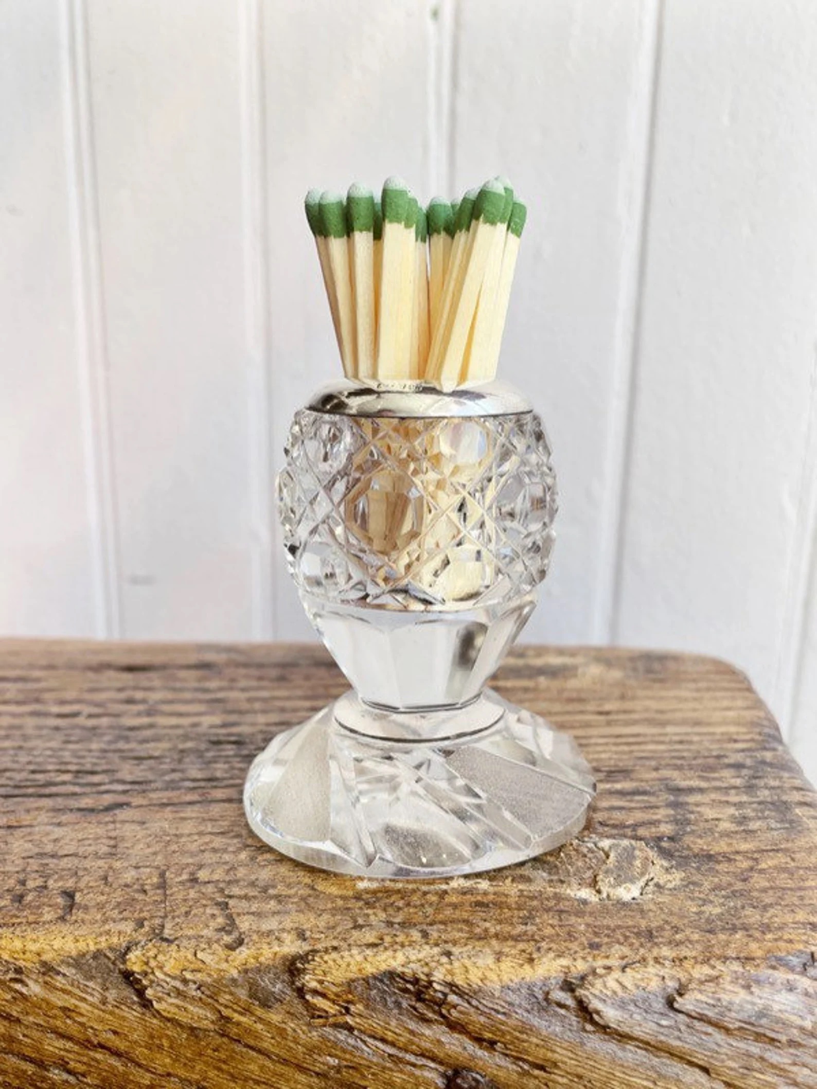 1908 English Sterling Silver and Glass Match Striker