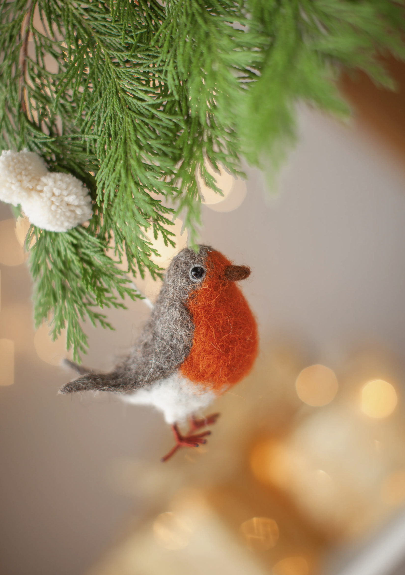 Felted Wool Robin Ornament 