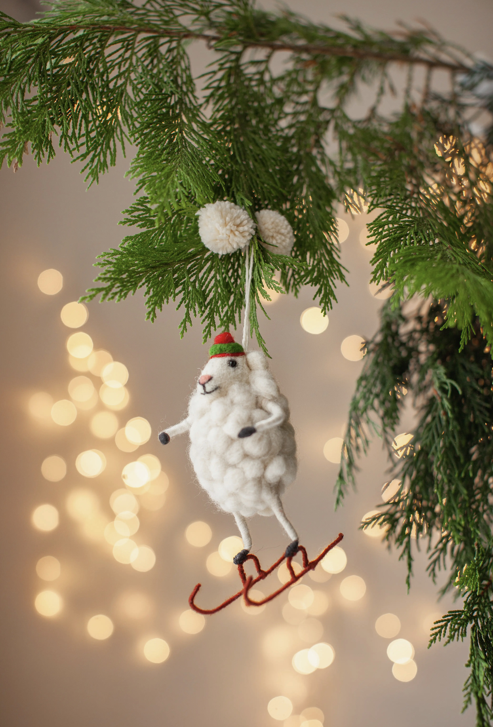 Felted Wool Sheep Ornament 