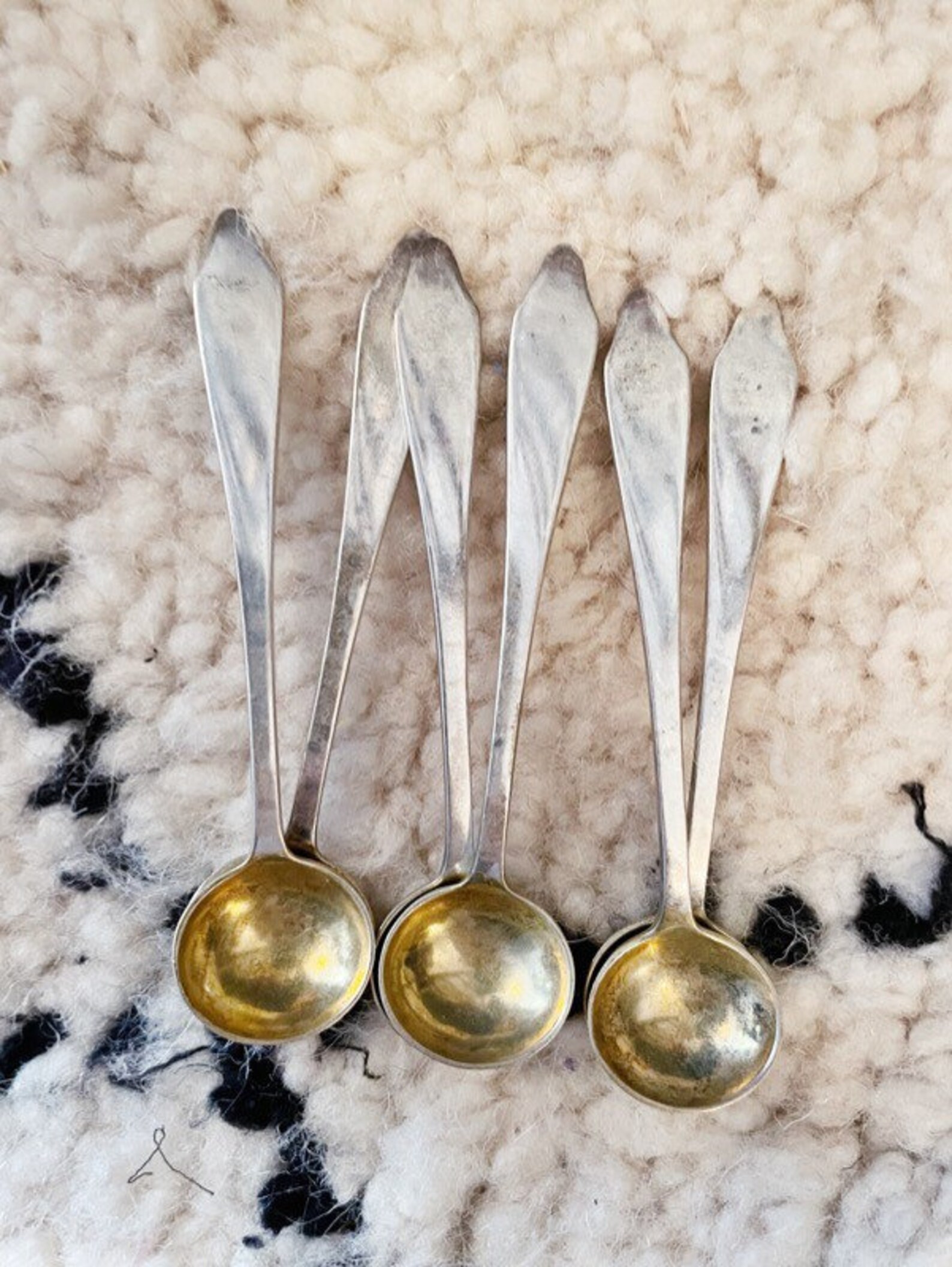 Set of 6 Antique Tiffany & Co Sterling Silver Salt Spoons in