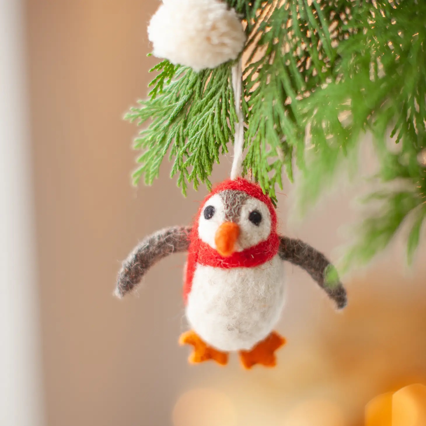 Felted Wool Penguin Ornament 