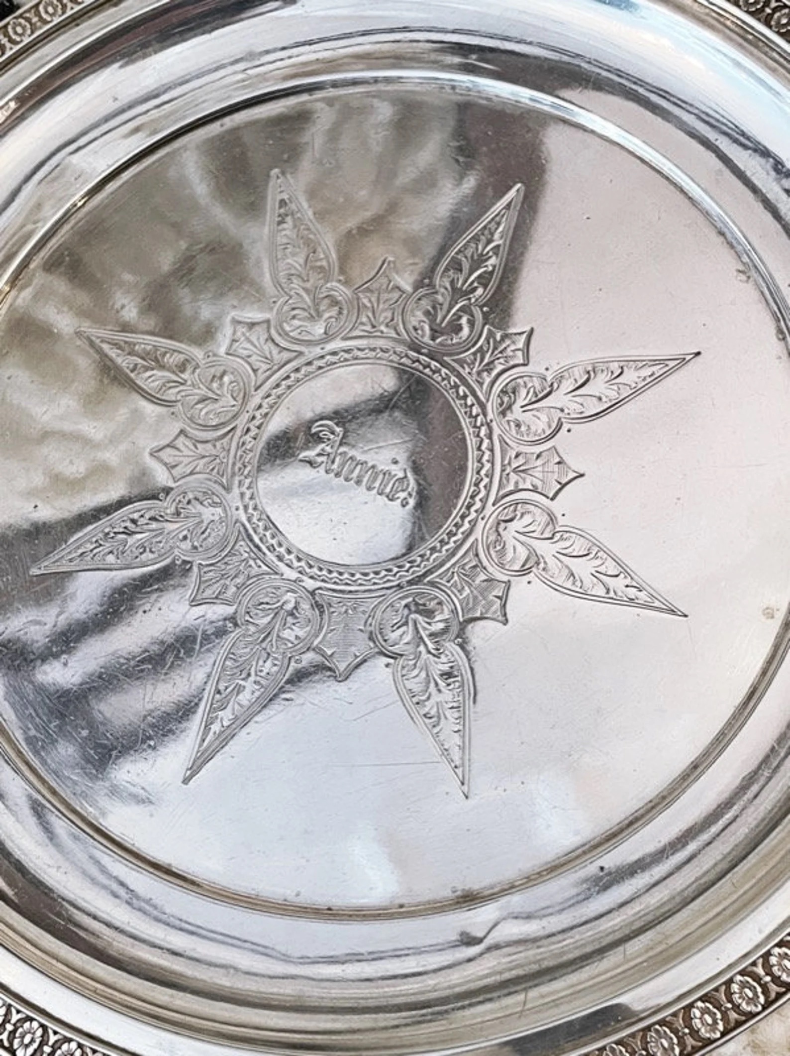 Antique Tiffany & Co Sterling Silver Tray Engraved Annie