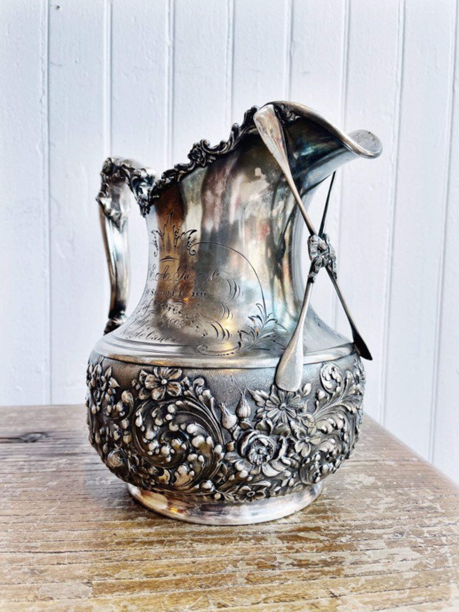 1893 Silver Plated Rowing Trophy Pitcher