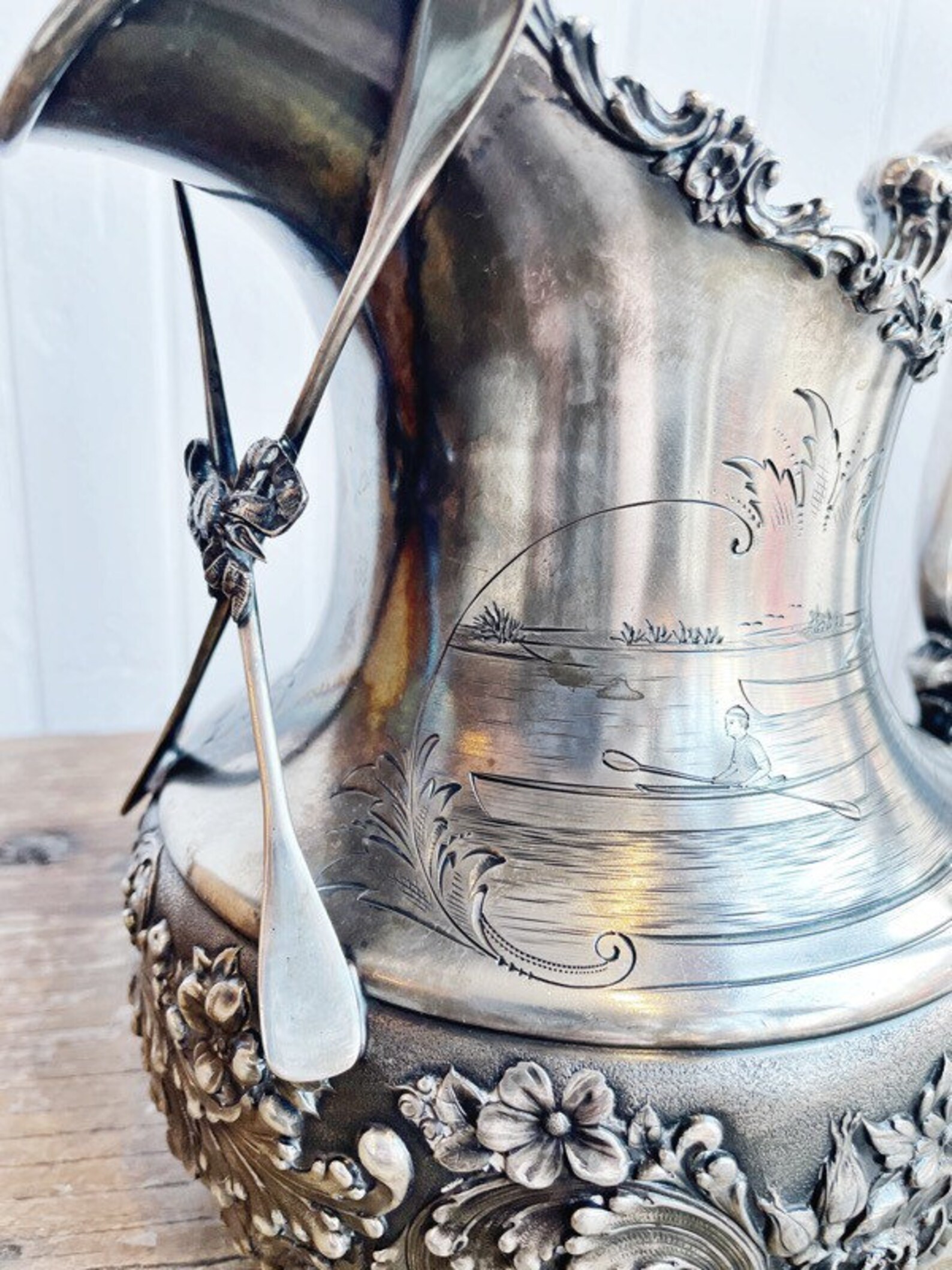 1893 Silver Plated Rowing Trophy Pitcher