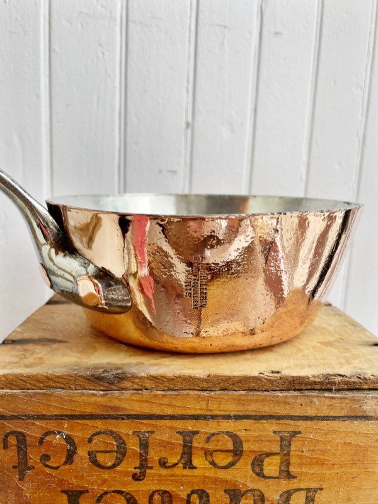 Petite Antique French Dehillerin Copper Pot from The Grand Folkstone Hotel