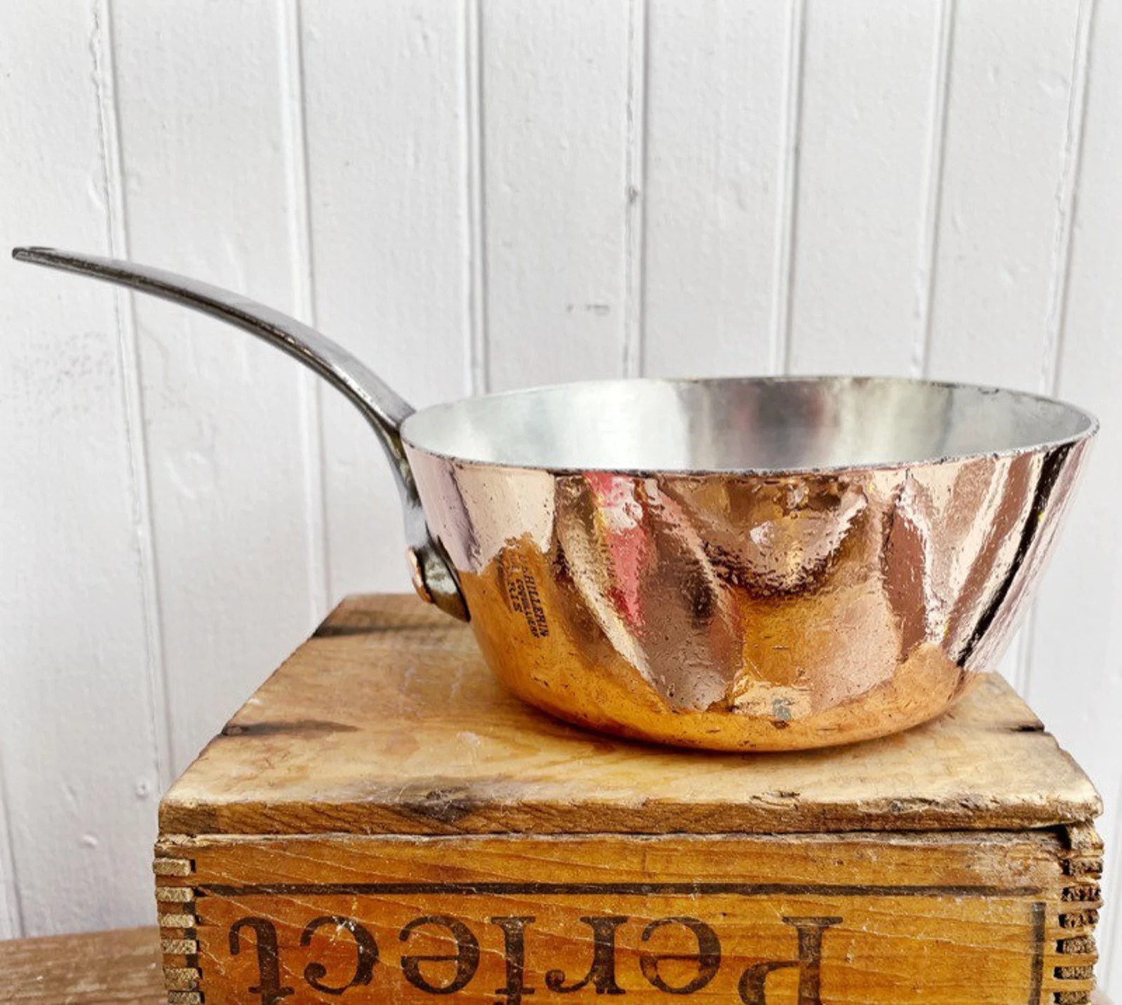 Petite Antique French Dehillerin Copper Pot from The Grand Folkstone Hotel