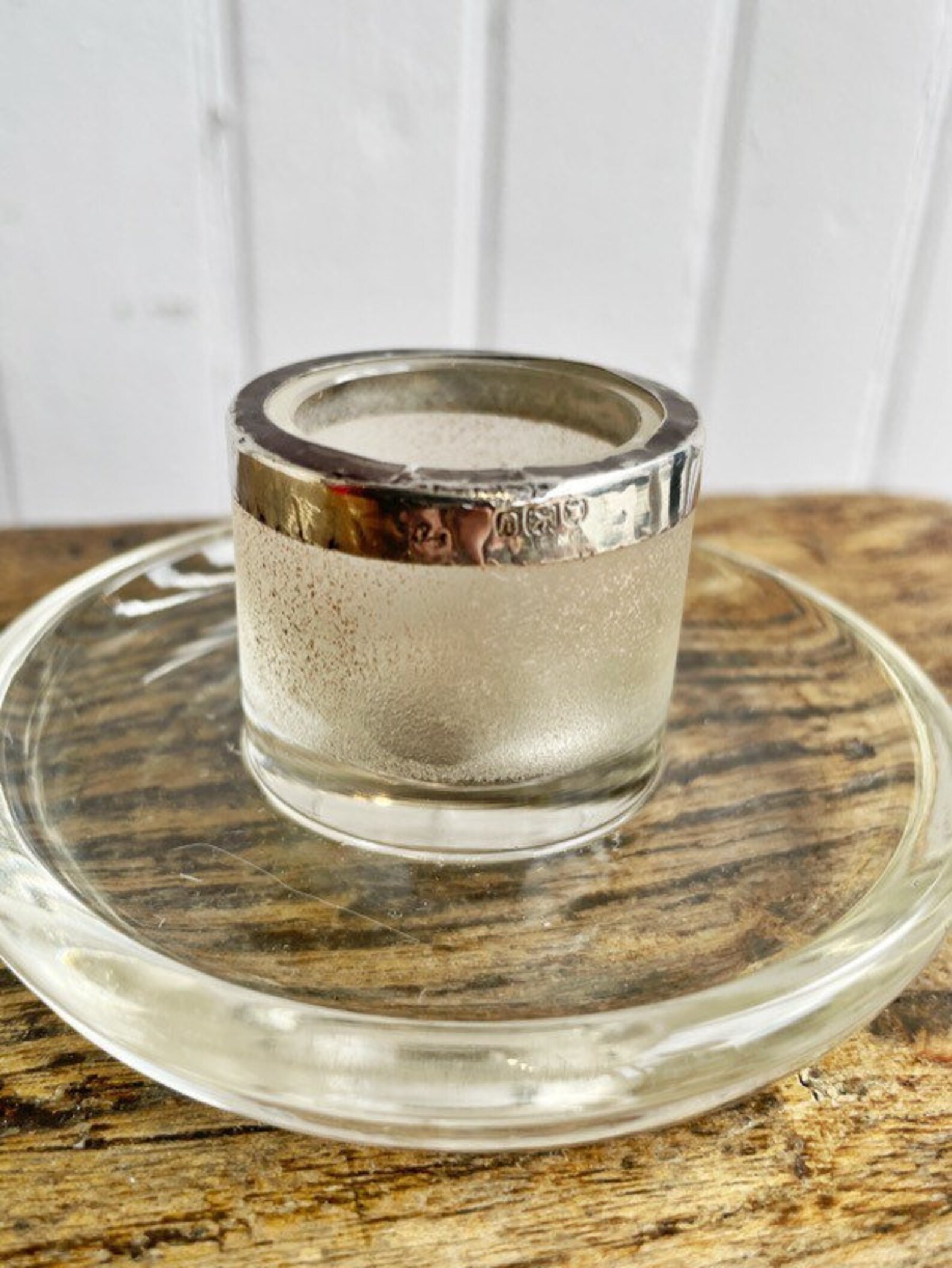 1906 English Sterling Silver and Glass Match Striker