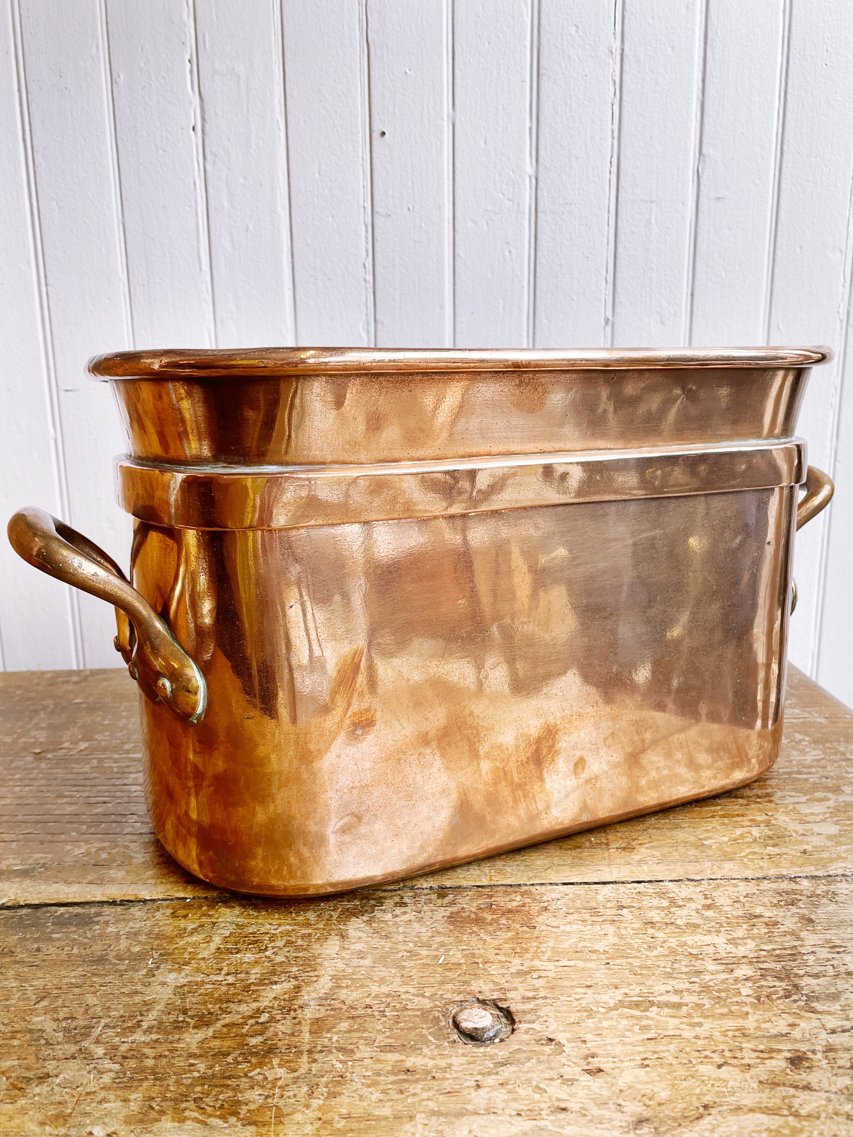 Antique French Copper Daubiere Pan with Lid