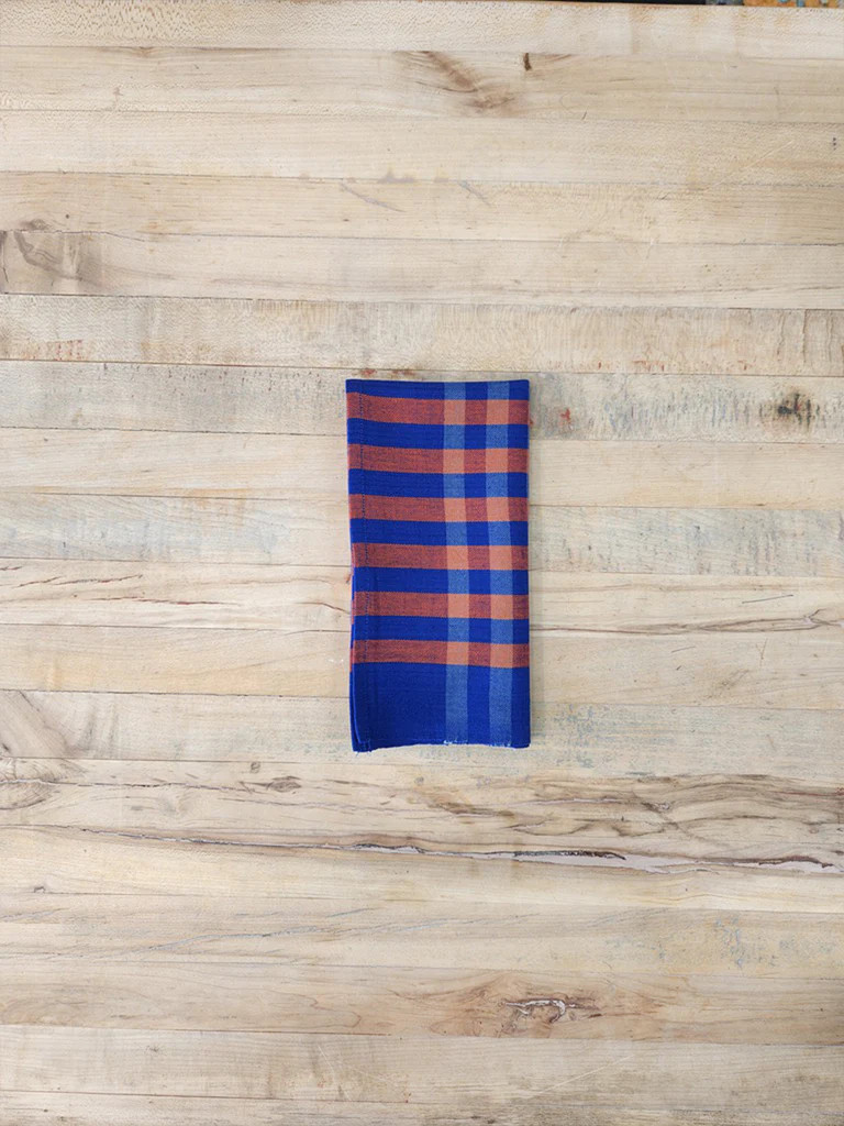 Cobalt Cotton Grid Napkins