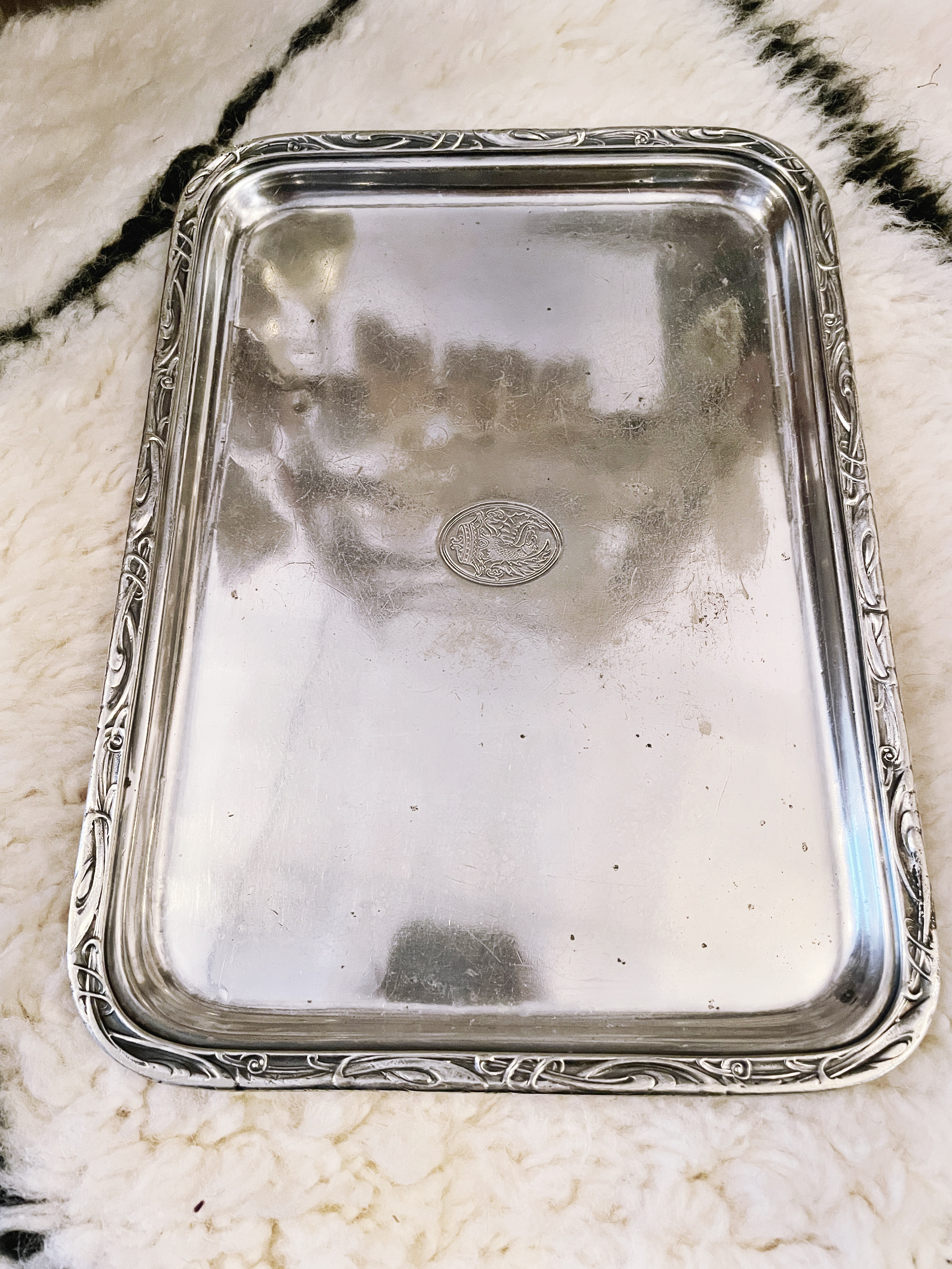 1920s Silver Plated Serving Tray from Murray Hill Hotel in NYC