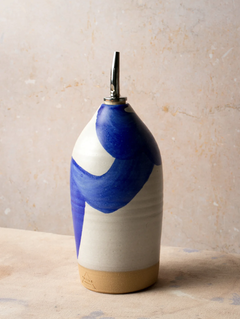 Tall Stoneware Olive Oil Bottle