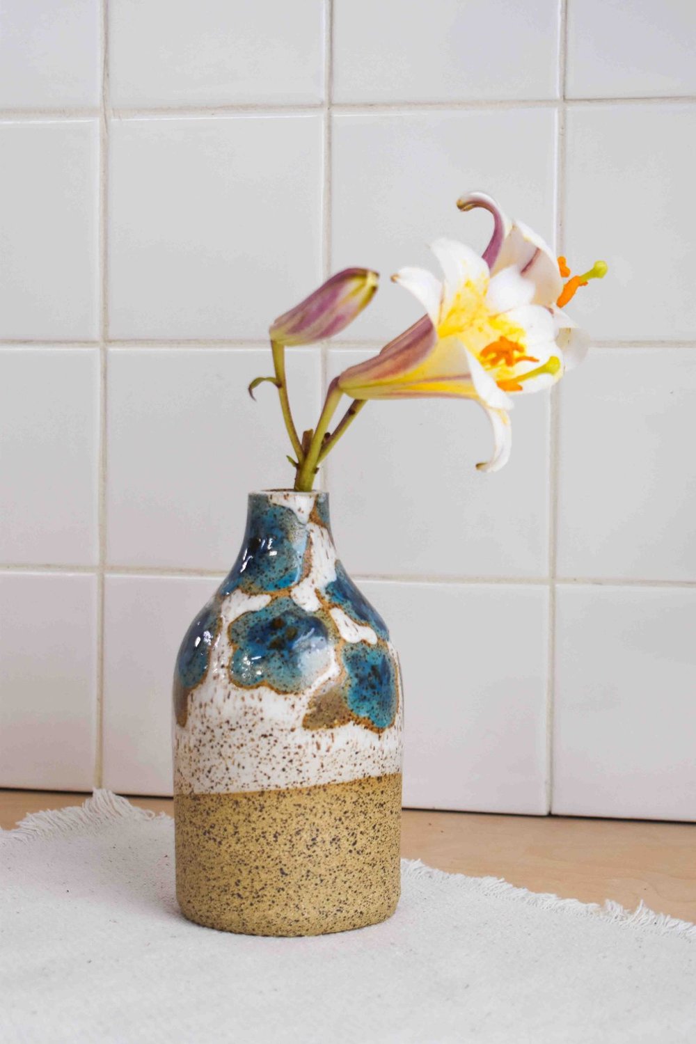 Floral Stoneware Oil Cruet