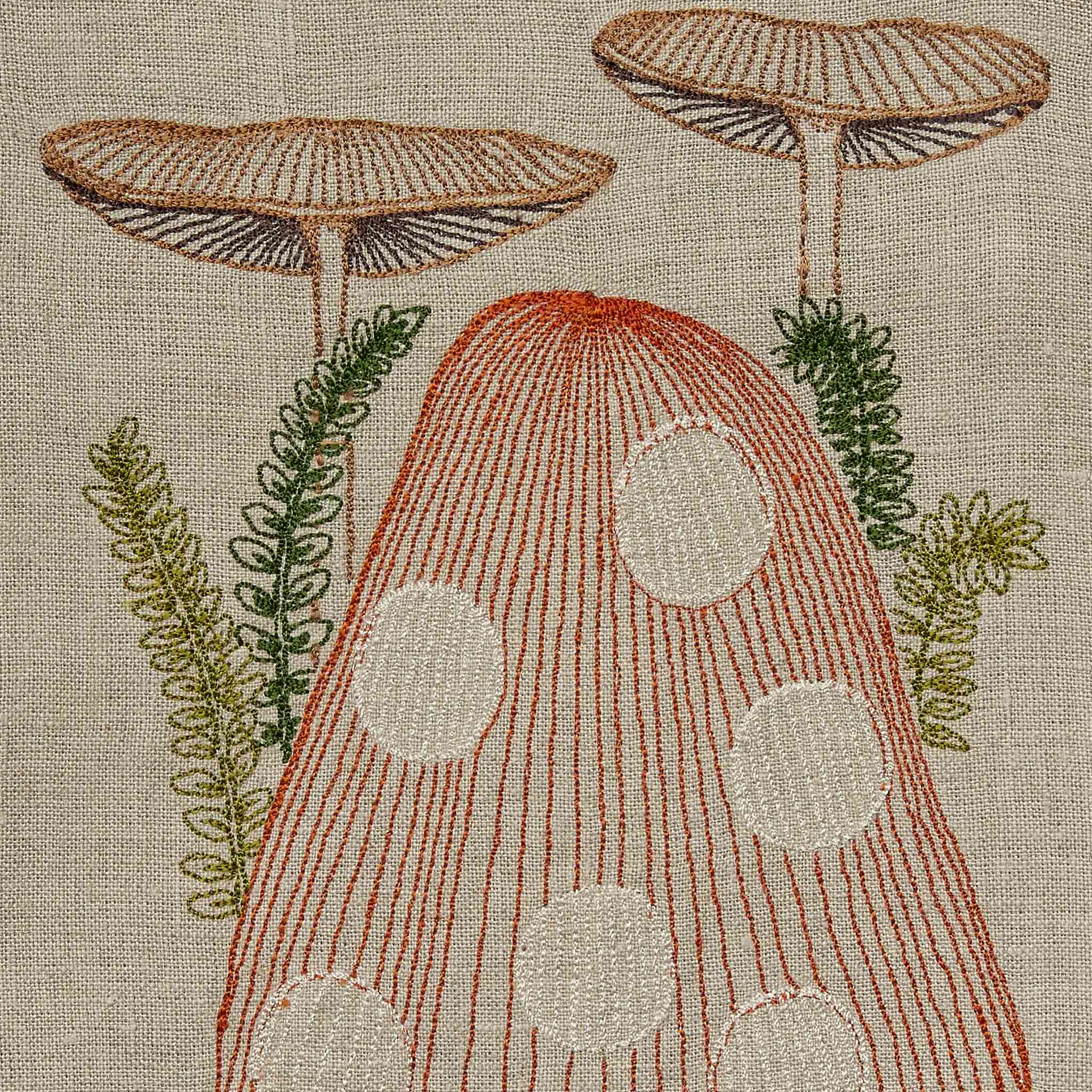 Embroidered Mushroom Tea Towel
