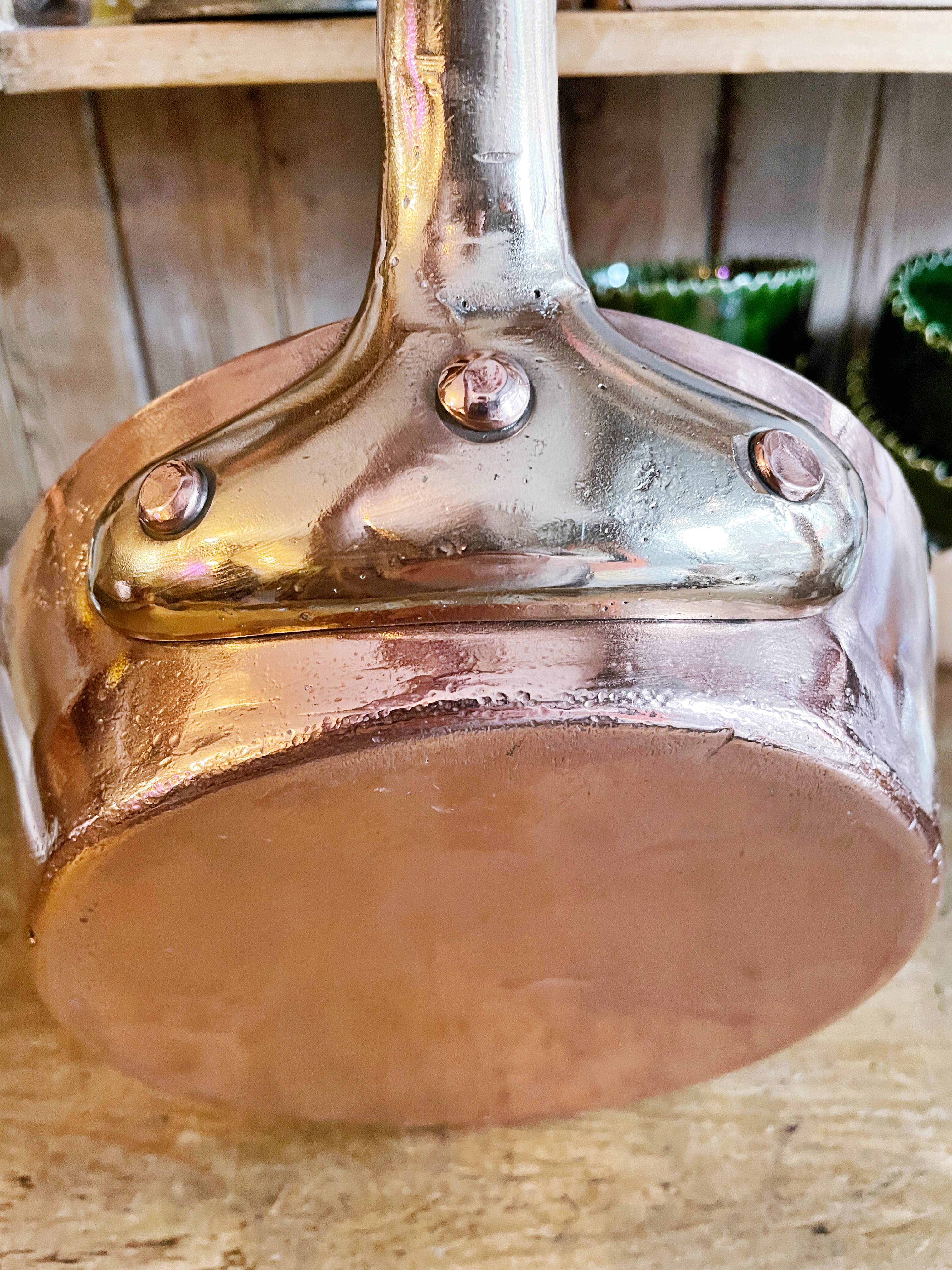 Antique English L. Jaeggi & Sons Copper Splayed Saute Pan