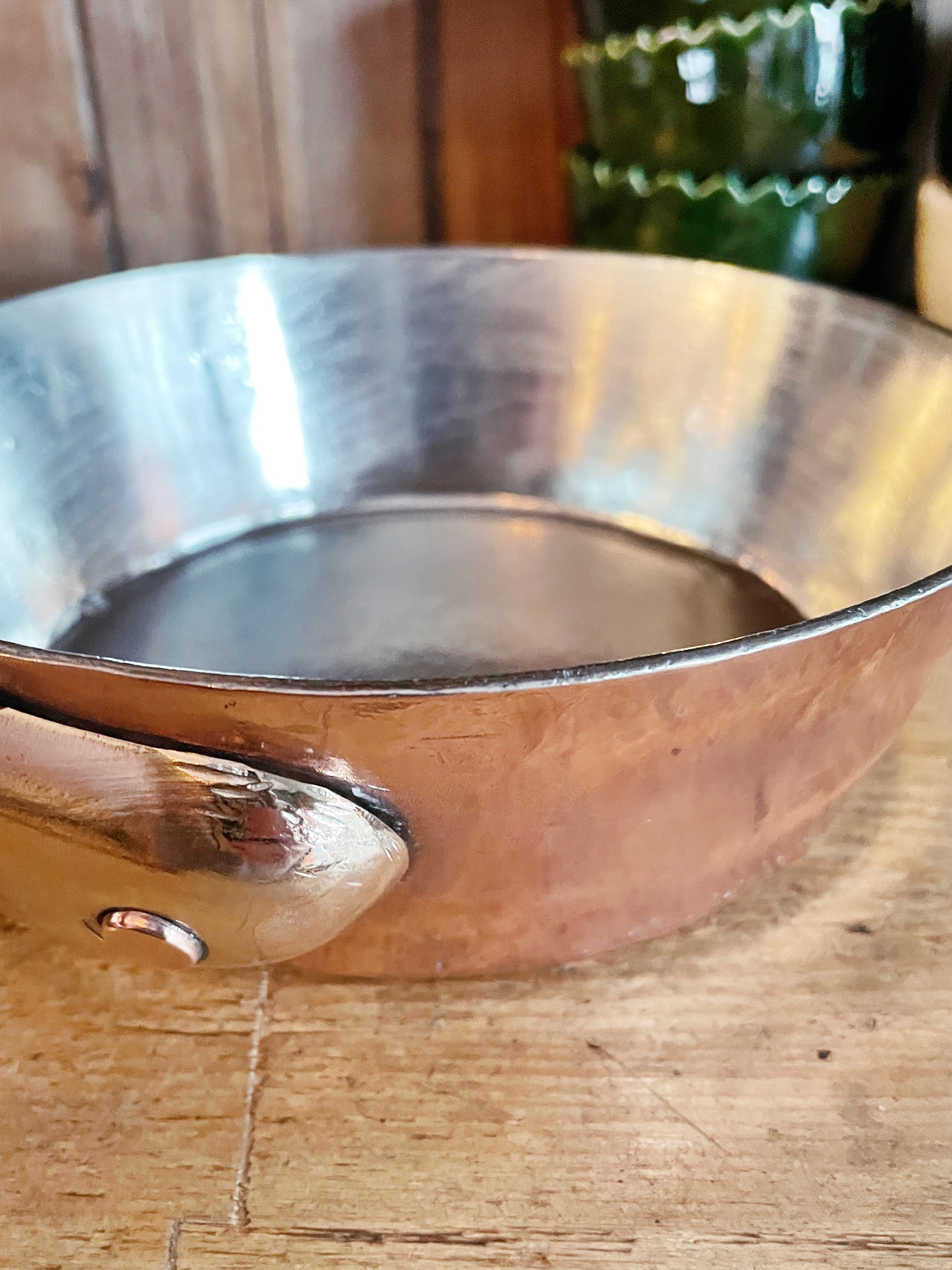 Antique English L. Jaeggi & Sons Copper Splayed Saute Pan