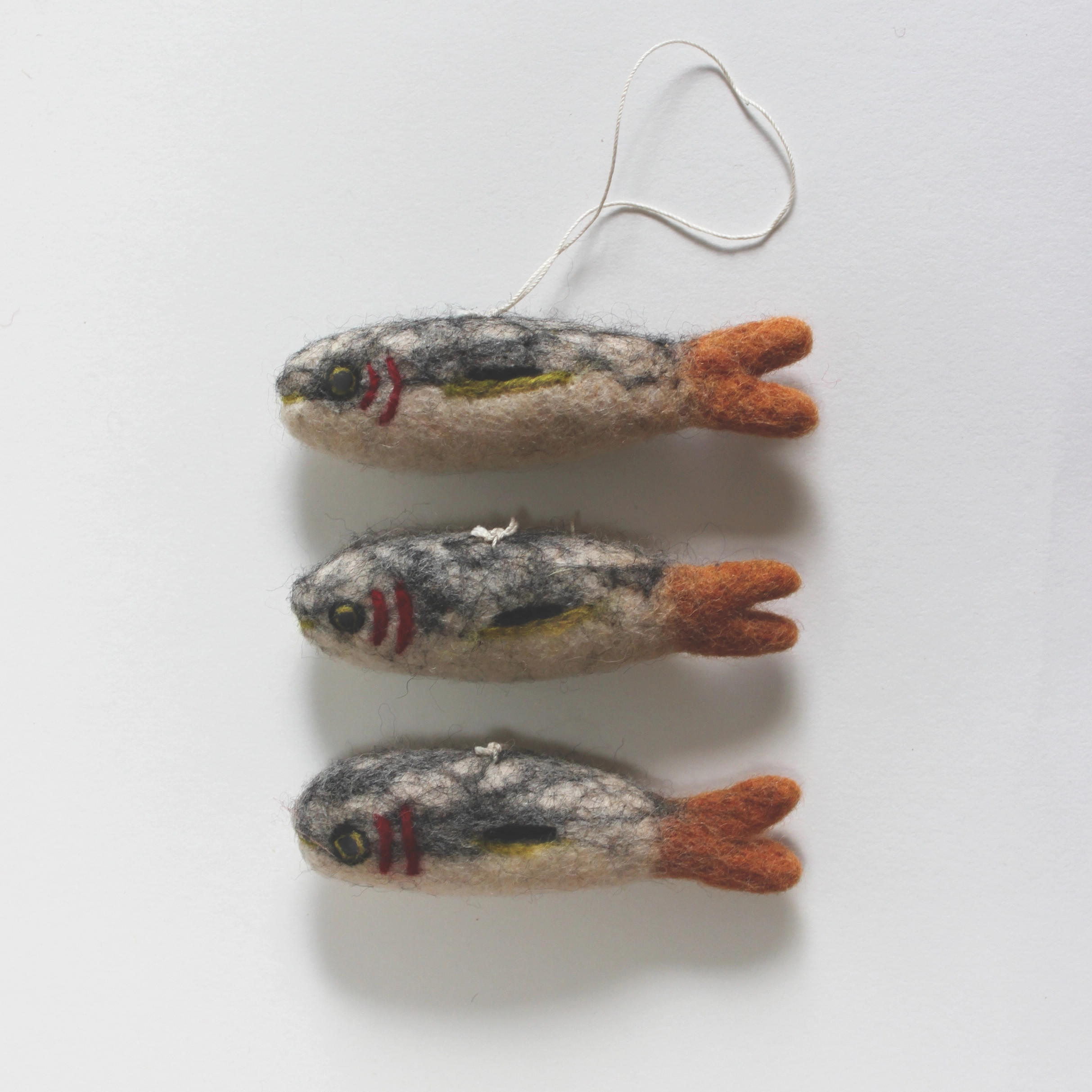 Wool Felt Sardine Ornament Set