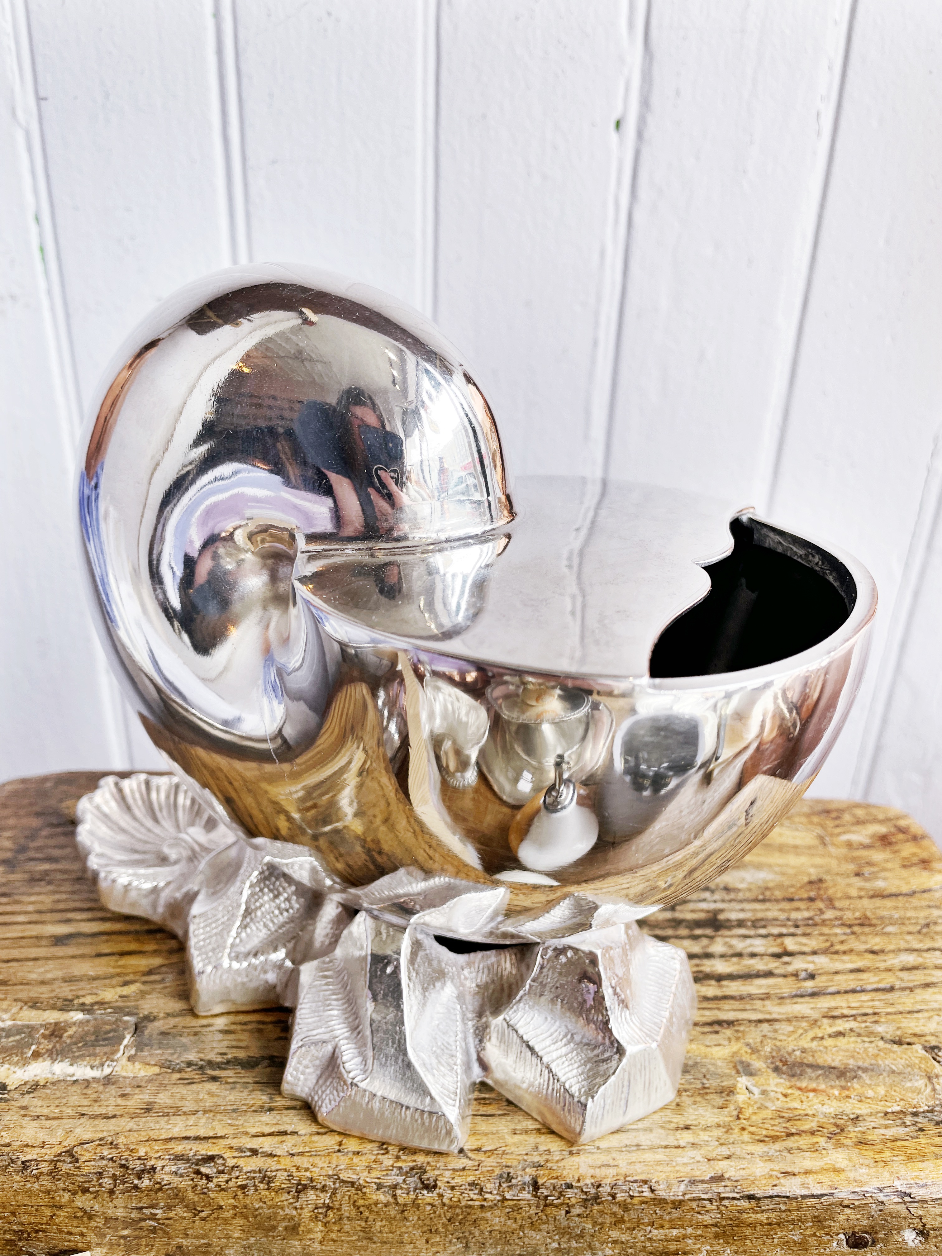 Antique English Silver Plated Nautilus Spoon Warmer