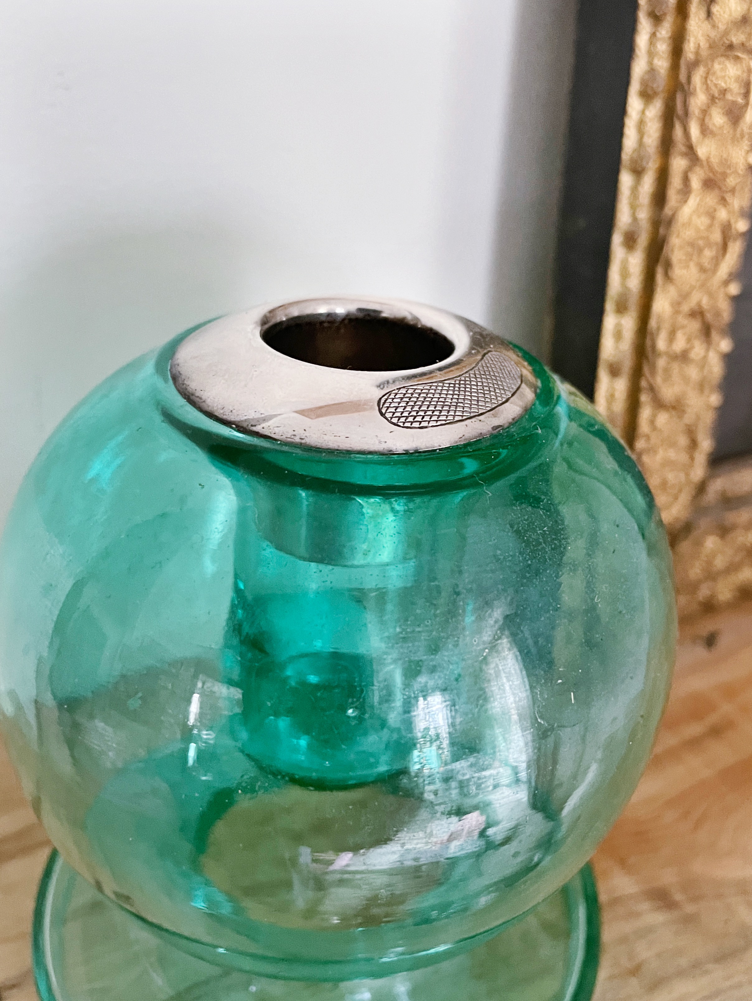 Large Antique English Green Glass Match Striker