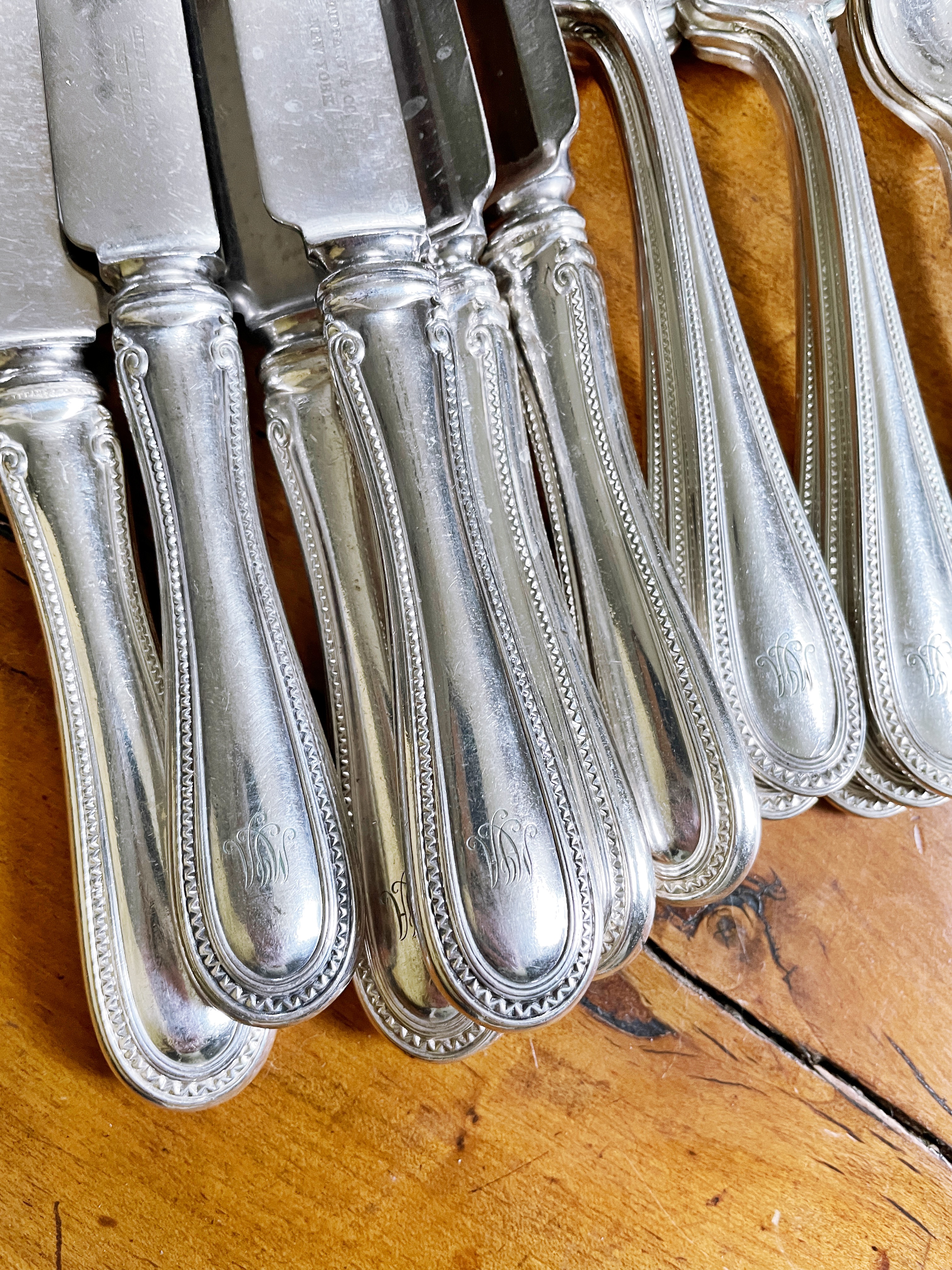 Antique Silver Plated Tiffany & Co Norman Flatware Service for 6